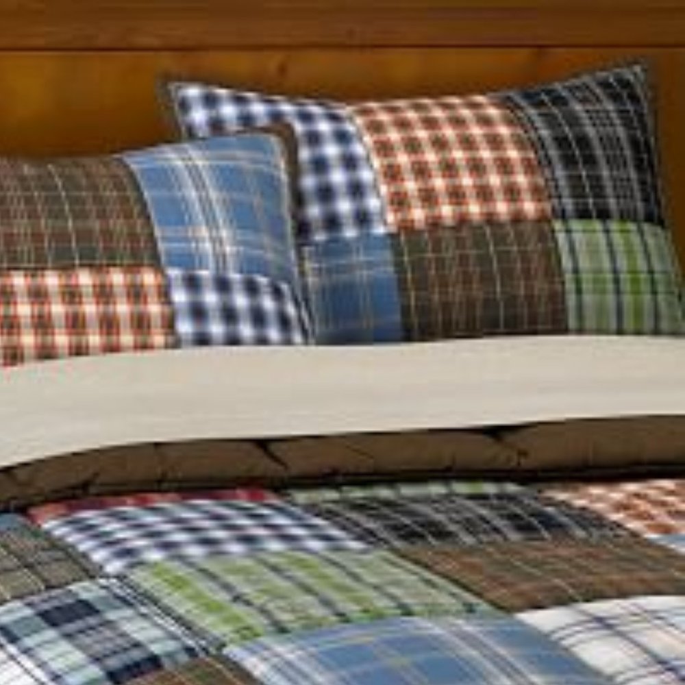 Pottery Barn Teen Patch Plaid Sham (Pillow Case), Brown